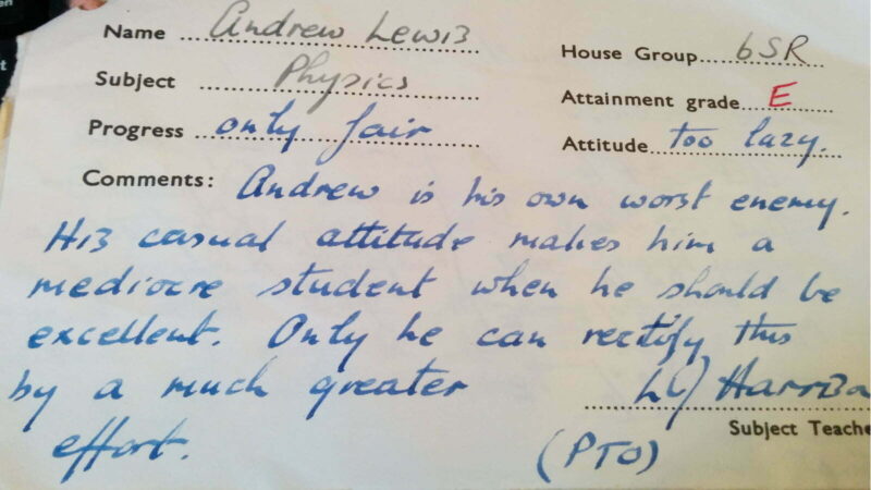 Andrew Lewis school report - ADHD is clear